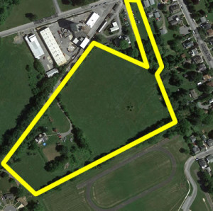 Approximate outline of Mill Run Property where 26 homes are planned.