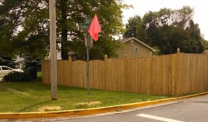 The fence, after being moved away from the corner, that prompted a review of the Town of Walkersville's rules.